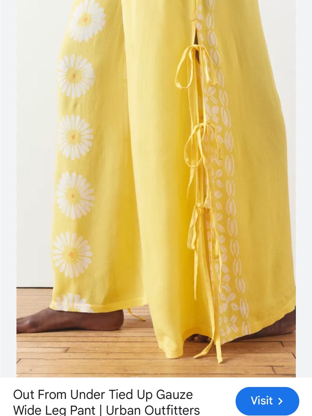 Urban Outfitters Yellow Wide Leg Daisy Print Pants - Picture 2 of 4